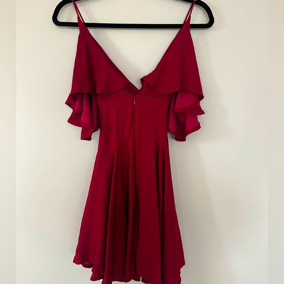 BURGUNDY SATIN MINI DRESS - Picture 2 of 3
